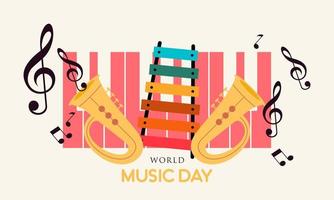 World music day with musical instruments vector