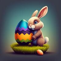 Cute Easter Buny sitting with Easter eggs images for Easter day photo