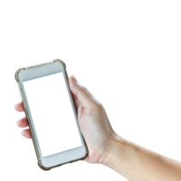 vrouw hand- Holding mobiel smartphone png