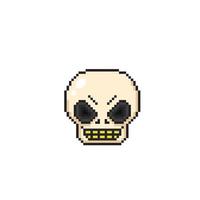 skull head in pixel art style vector