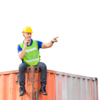 portret van arbeider Mens in een uniform, voorman in harde hoed, baan en bezetting concepten png