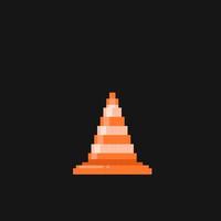 street cone in pixel art style vector