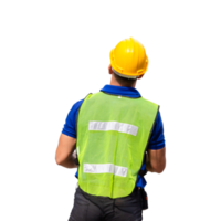 retrato do trabalhador homem dentro uma uniforme, capataz dentro capacete de segurança, trabalho e ocupação conceitos png