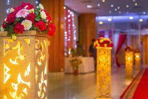 Colorful light box with paper flowers Wedding decoration in traditional wedding in Bangladesh. photo