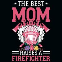 Firefighter mom graphics tshirt design vector