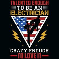 Electrician graphics tshirt design vector