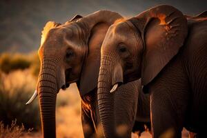 Two Beautiful Elephants From The Side. photo