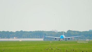 AMSTERDAM, THE NETHERLANDS JULY 25, 2017 - KLM Boeing 787 Dreamliner departure at runway 24 Kaagbaan. Shiphol Airport, Amsterdam, Holland video