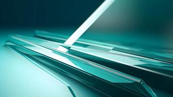 3D Render of Teal Abstract Ethereal Glass Shards Background photo