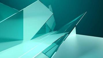 3D Render of Teal Abstract Ethereal Glass Shards Background photo