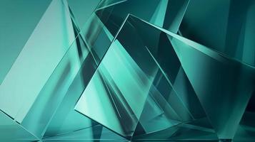 3D Render of Teal Abstract Ethereal Glass Shards Background photo