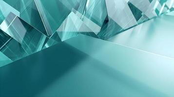 3D Render of Teal Abstract Ethereal Glass Shards Background photo