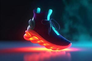 3D Render of Colorful Futuristic Sneaker Product Photo