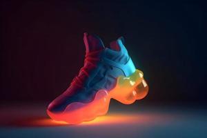 3D Render of Colorful Futuristic Sneaker Product Photo