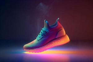 3D Render of Colorful Futuristic Sneaker Product Photo