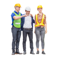 Portrait of worker team in a uniform, foreman in hardhat, job and occupation concepts png