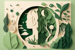 World environment day background in paper cut style, Earth day. photo