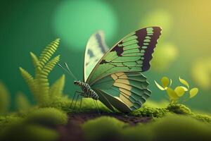 World environment day background with earth and butterfly, Earth day. photo