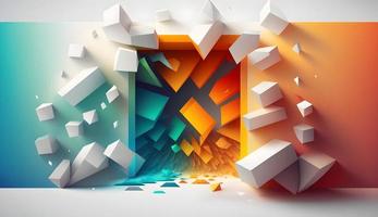 Orange and Teal Abstract Geometric Rendered Background photo