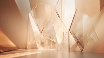 3D Render of Beige Abstract Ethereal Glass Shards Background photo