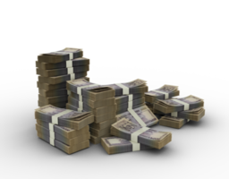 apilar de 1000 bangladeshi taka notas 3d representación de manojos de dinero png