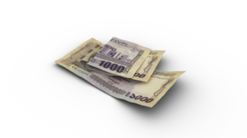 3D rendering of Double 1000 Bangladeshi taka notes png