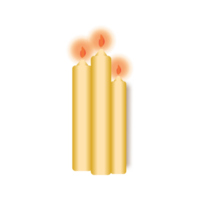 Yellow candles burning with flame. png