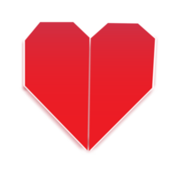 Red heart paper cut for decorative. png