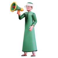 3d personnage musulman Masculin avec vert vêtements png