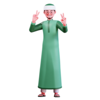 3D Character Muslim Male with green clothes png