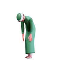 3d karaktär muslim manlig med grön kläder png