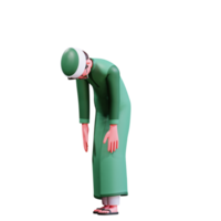 3D Character Muslim Male with green clothes png