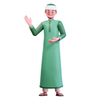 3d Charakter Muslim männlich mit Grün Kleider png