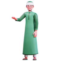 3D Character Muslim Male with green clothes png