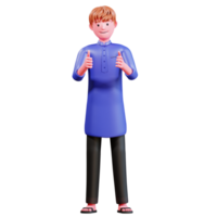 3D Character Muslim Male with blue clothes png