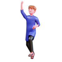 3D Character Muslim Male with blue clothes png