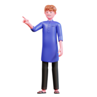 3D Character Muslim Male with blue clothes png