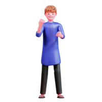 3D Character Muslim Male with blue clothes png