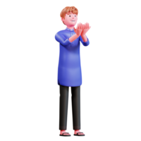 3D Character Muslim Male with blue clothes png