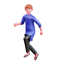 3D Character Muslim Male with blue clothes png