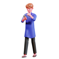 3D Character Muslim Male with blue clothes png