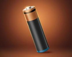 3d AA or AAA battery mock up with blank space. Realistic element isolated on copper background. vector