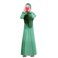 3d karaktär muslim kvinna med grön kläder png