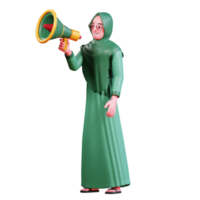 3d karakter moslim vrouw met groen kleren png