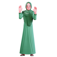 3D Character Muslim Female with green clothes png