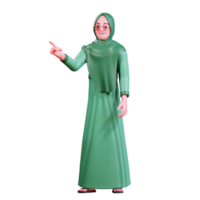 3d karakter moslim vrouw met groen kleren png