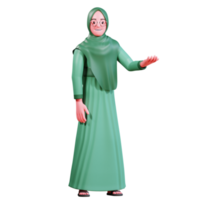 3d personaje musulmán hembra con verde ropa png