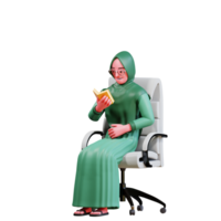 3D Character Muslim Female with green clothes png