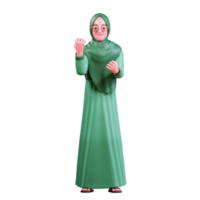 3D Character Muslim Female with green clothes png
