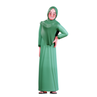 3D Character Muslim Female with green clothes png